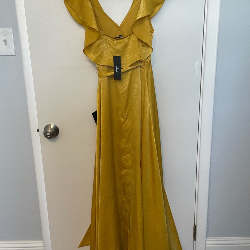 Lulu's Mustard Ruffle Maxi Dress - Picture 6 of 7
